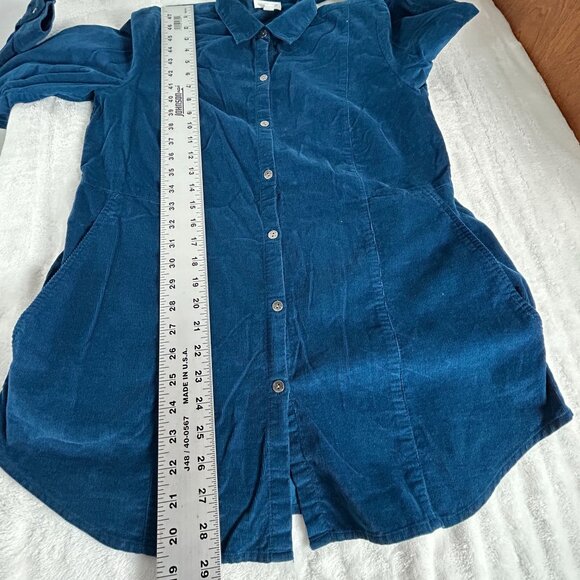 J. Jill Womens Blue Corduroy Button-Up Tunic Top Shirt Small Long Sleeve Casual - Picture 9 of 9